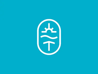 Ostrov arrow beach branding camping design health logo nature ocean recreation relax sea summer sun umbrella wave