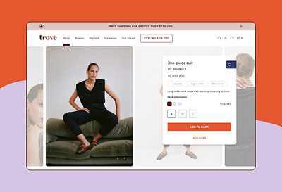 TROVE Product Detail ecommerce fashion brand product page ui website
