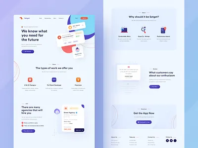 Setget Landing Page - Job Offers agency agency landing page agency logo avatar blue desktop figma illustrations job job offer platform purple typographic ui uiux