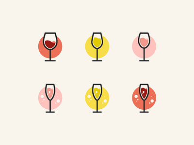 Wine Icons bubbles glass glasses icon icons illustration minimal red rose rosé simple sparkling vector white wine wine glass