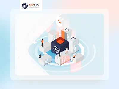 MoSec website illustration blue branding design desktop digital identity illustration isometric art isometry landingpage layout mobile switzerland tablet ui ux vector web website