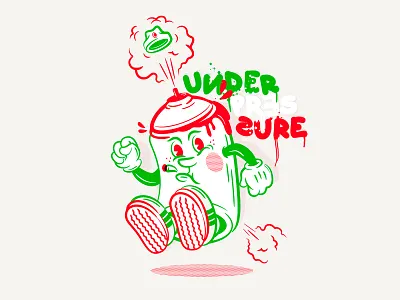 Under pressure cartoon character character design characterdesign classic comic sans fart graffiti illustration pommes pressure retro illustration rubber hose spraycan under pressure vector vintage illustration