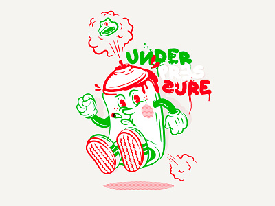 Under pressure cartoon character character design characterdesign classic comic sans fart graffiti illustration pommes pressure retro illustration rubber hose spraycan under pressure vector vintage illustration