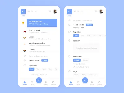 To-Do application (Calendar & Tasks Planner) blue bright calendar calendar app easy light minimal tasks to do
