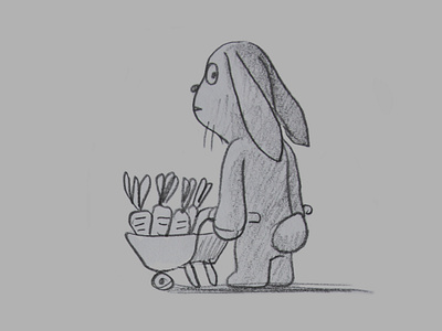 barrow bun agriculture animal branding carrots cartoon character crop design dribbble fantasy farming food gardening harvest illustration mascot pencil rabbit vegetables wheelbarrow