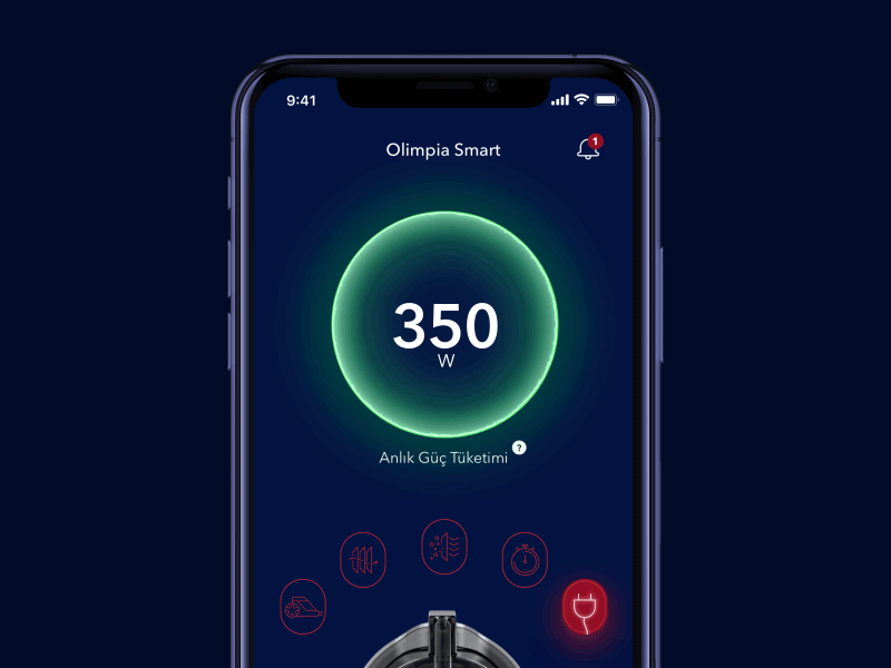 Arzum Olimpia Smart - Güç Tüketimi arzum arzum olimpia interaction animation interaction design power consumption smarthome ui ui design uiux vacuum cleaner
