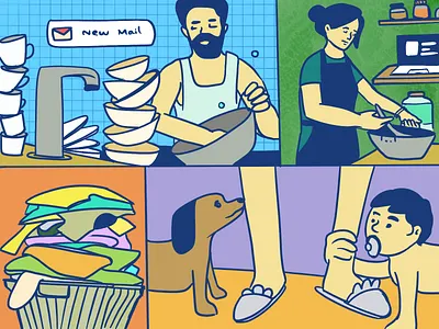 Work-From-Home Illustrations 2020 2020 illustrations branding business design icons illustration netbramha ui ux website wordpress work work from home work from home illustrations workfromhome