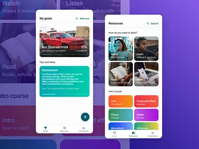 The Achiever iOS app design chat app design goals ios app design learning app mobile app ui mobile app ui ux design personal development