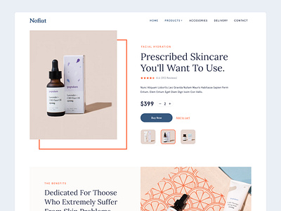 Nofiat Product Homepage beuty design fashion header landing page makeup medical medicine minimal minimalism minimalist product typography ux website design