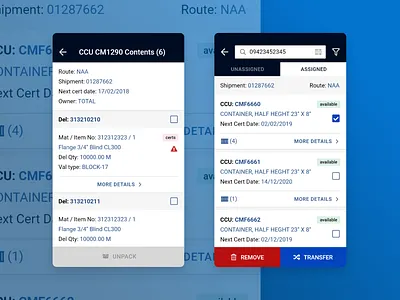 Container management app for warehouse workers accessible clean data visualization minimal mobile app design mobile app ui mobile app ux