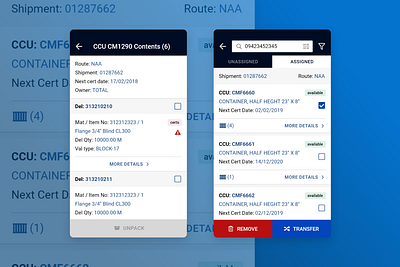 Container management app for warehouse workers accessible clean data visualization minimal mobile app design mobile app ui mobile app ux