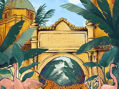 This is your moment animals animals illustrated childrens illustration contest digital digital art digital painting fidenza flamingo green illustration leaves leopard ligabue nature parma tropical