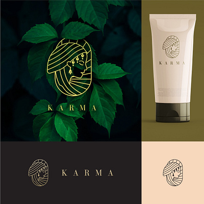 Karma beauty brand identity branding face minimal skincare women