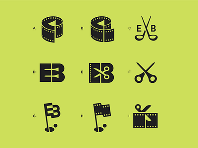 EB icon eb editing film flag golf icon logo movie scissors