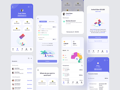 Banking App All Screens appdesign appdesigner bankingapp bankingapplication finance financeapp fintech hybrid hybridapp hybridappdesign mobileapp mobileappdesign mobileapplication mobilebanking moneytransfer recipients sendmoney transection details ui uiux