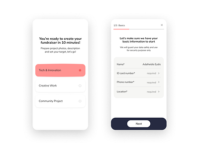 Exploration Steps to Start A Fundraising clean clean design clean ui concept dribbble exploration mobile ui