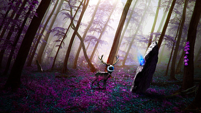 Minerals alien deer forest photo manipulation purple