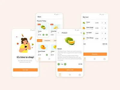 Grocery Shopping app app design fruits grocery grocery app illustration mobile design mobile ui shopping shopping app ui ux