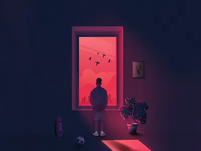 Home Quarantine boy illustraion neon colors neon light neonillustration skateboard texture