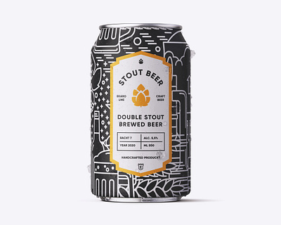 Beer Can Stout Yellow beer beer can beer label brewery can creative creativity design designer label label design labels modern typography