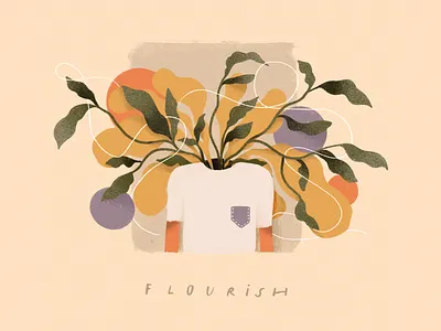 Flourish design flowers illustration nature pastel portrait yellow