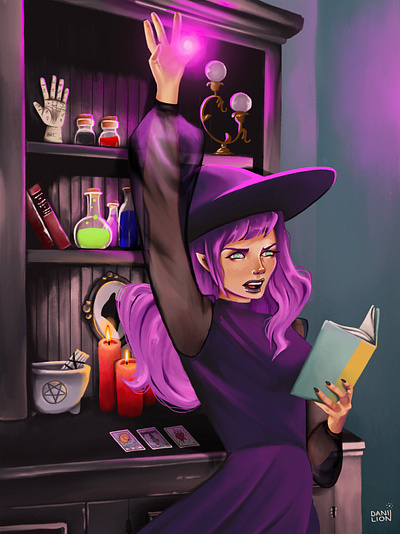 Spell characterdesign digitalart digitalpainting illustration occult painting pink purple spell witch witchcraft witchy