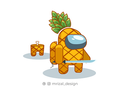 among us (pineapple) affinity designer among us creative cute illustration digital art drawing challenge environment flat flat illustration illustration illustration ideas pineapple vector vector illustration