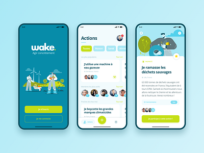 Wake App app card design clean dashboad illustration interface login login design menu mobile mobile app mobile design navbar navigation bar onboarding onboarding ui splashscreen ui ui design ux