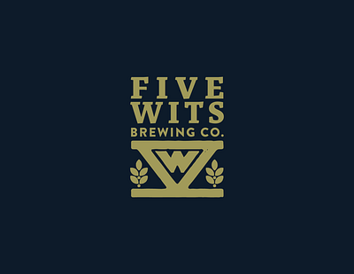 Five Wits Brewing Company Logo beer branding brewery brewery logo design design art five graphic hops logo mark roman numerals typography wits