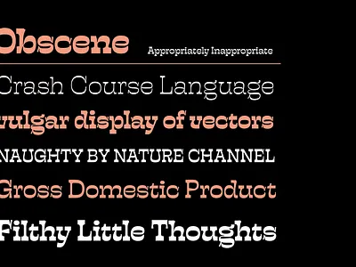 Obscene PreRelease design font fonts horizontal stress obscene prerelease typography