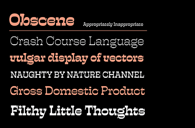 Obscene PreRelease design font fonts horizontal stress obscene prerelease typography