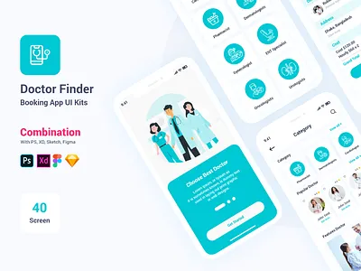Symp – Doctor Finder Adobe XD Template appointment booking calendar clinic doctor booking doctor finder healthcare hospital ios medical medical consultation medicine pharmacy