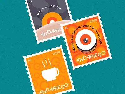 unused stamps design branding coffee eye flat go morning post postcard stamp unused vector warm