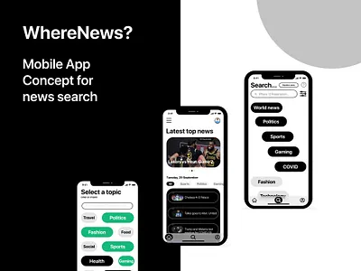 WhereNews news App UI/UX app art design mobile mobile ui mobileapp sport ui uiux ux web website