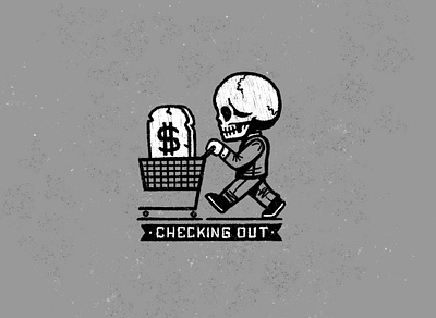 Checking Out cart check out dapper procreate shopper shopping cart skull
