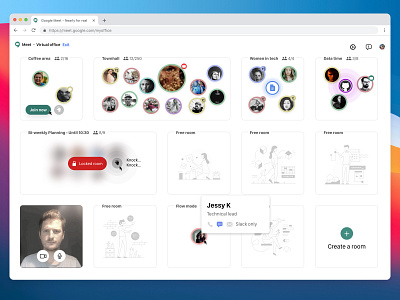 Google meet - Virtual office - Inside view concept design google hangout meet meeting office remote ui