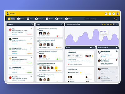 Decidas - Projects Management Dashboard for Design Teams dashboard design events notification projects tasks team management website