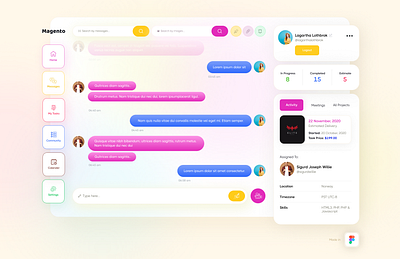 Dashboard chat UI Colourful design landing page ui ui ui design visual design web