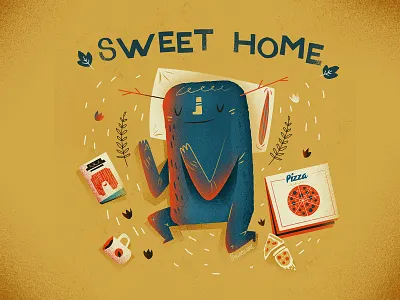 :::Teratomikroulis - sleeping monster::: children book illustration childrens book fairy tale forest happy home sleeping