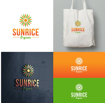 Rice organic design flat icon logo minimal