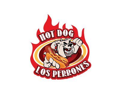 Hot Dog Los Perrones animal art animal logo animalillustration animals comida dog doglogo dogs foodie foodlogo foodtruck hot dog hotdog ketchup