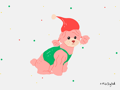 Christmas doggie - doodle clipart art artwork chrismas clipart cute dog dog illustration doggy doodle doodleart drawing illustration lovely painting