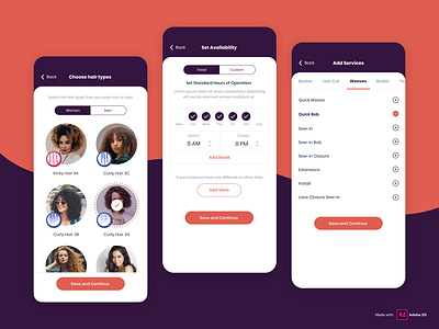 Stylist Booking - Set Availability and Services booking design salon stylist ux visual design