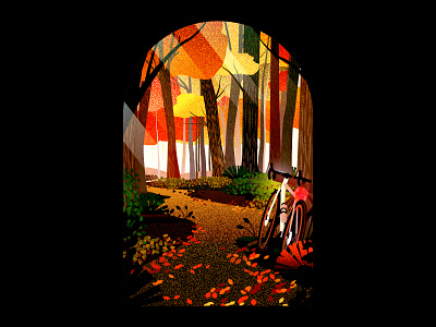 Fall Trail Riding autumn autumn colors bike trail cycling fall forest gravel illustration nature trail traveling