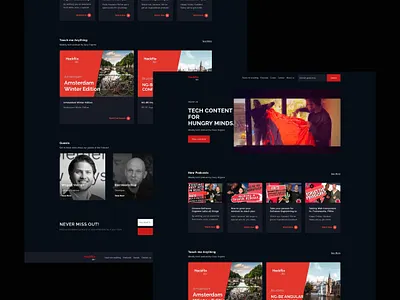 Hackflix Podcasts for developers branding dark mode developer podcast streaming ui ux