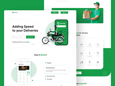 On-Demand Service App's Landing Page food delivery home service homepage design landing page design layout minimal mockup service app typography ui web website website design