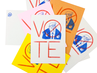 Vote Him Out illustration postacrd usa vote