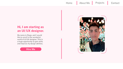 Daily UI 003 003 basic beginner dailyui dailyuichallenge day3 design homepage landing landingpage page personal pink portfolio ui