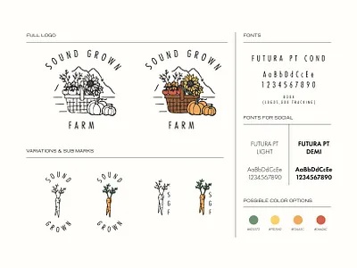 Sound Grown Farms branding farm farmers market farms food grow illustration logo nature outdoors pacific northwest plants retro