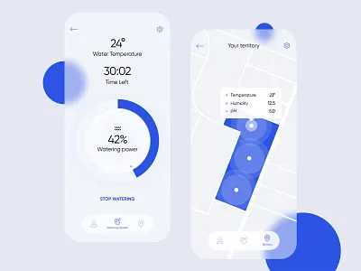 Watering System App 2020 app blue design light mobile mobile app trend ui watering webdesign